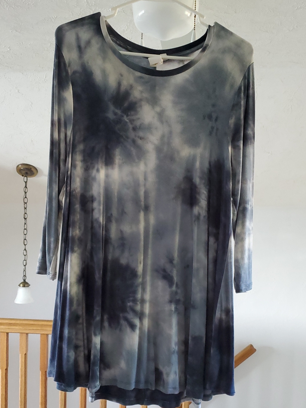 ADY p Tie-Dye Swing Tunic Top - Gray/Black